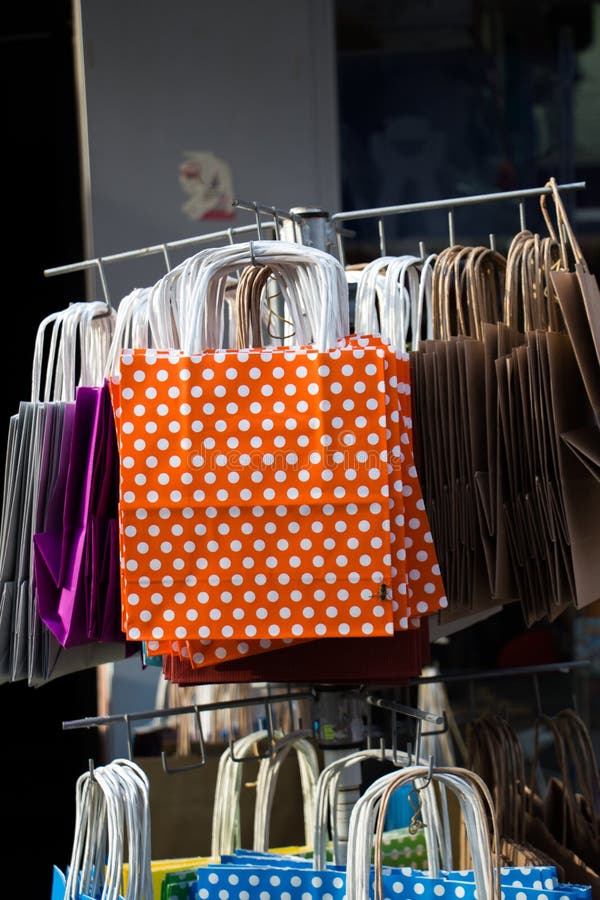One simple color paper shopping bag in the market royalty free stock image