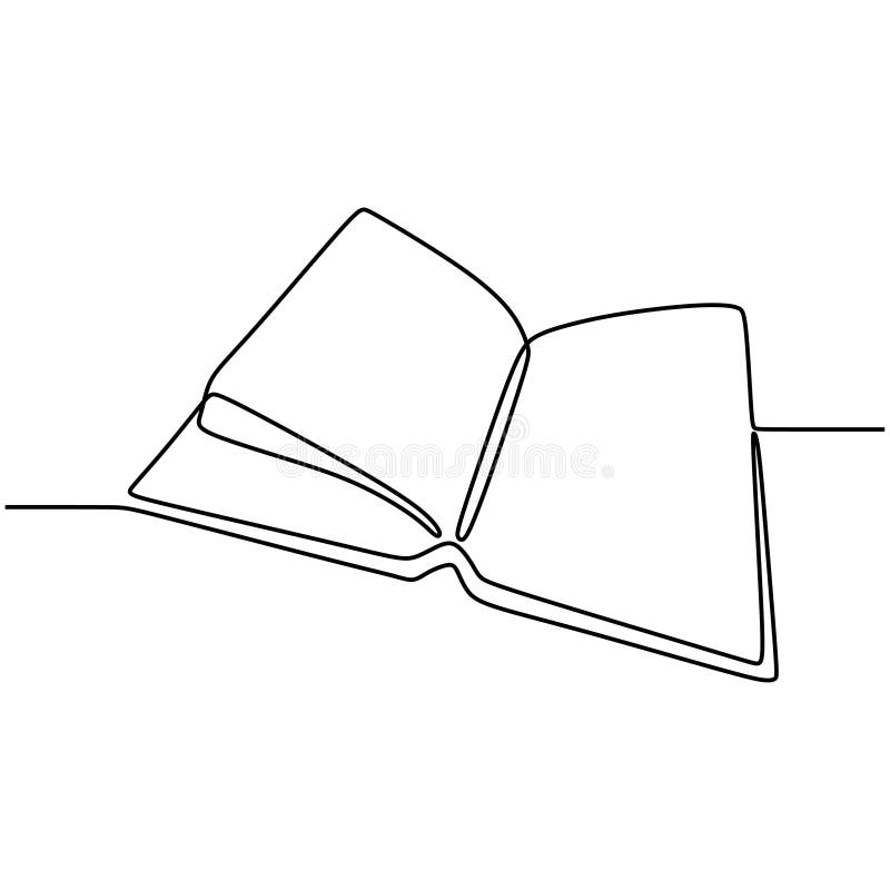 One Continuous Line Book Drawing Modern Outline Doodle Open Book