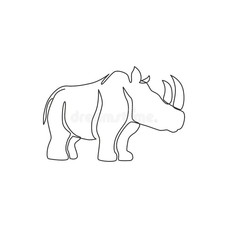 One Single Line Drawing of Strong Rhinoceros for Conservation National Park  Logo Identity. Big African Rhino Animal Mascot Concept Stock Illustration -  Illustration of drawing, diceros: 190736980