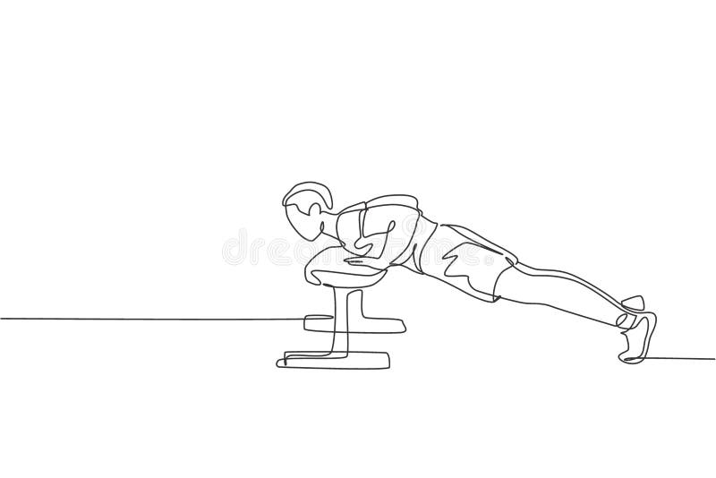 Single Continuous Line Drawing of Young Sportive Man Training Speed Run  with Treadmill in Sport Gymnasium Club Center. Fitness Stock Vector -  Illustration of continuous, outline: 202036524