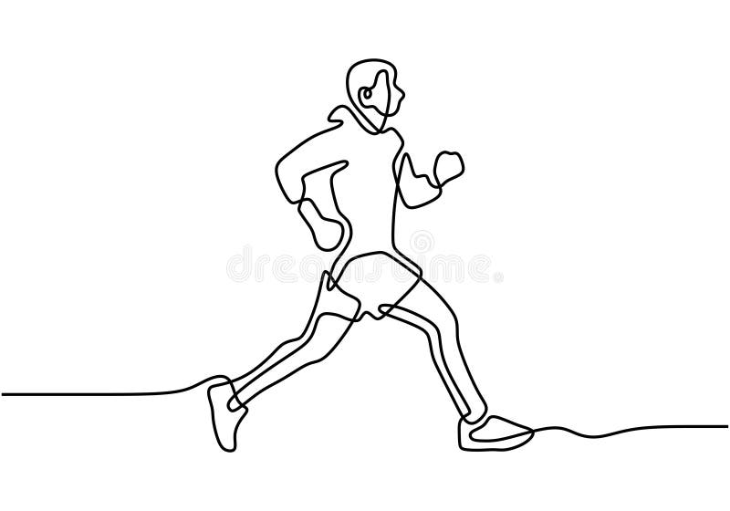 Single Continuous Line Drawing of Young Sportive Man Training Speed Run  with Treadmill in Sport Gymnasium Club Center. Fitness Stock Vector -  Illustration of continuous, outline: 202036524