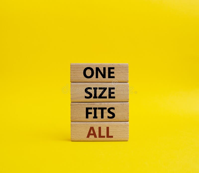 One Size Fits All Symbol Concept Words One Size Fits All On Wooden Blocks Beautiful Yellow 