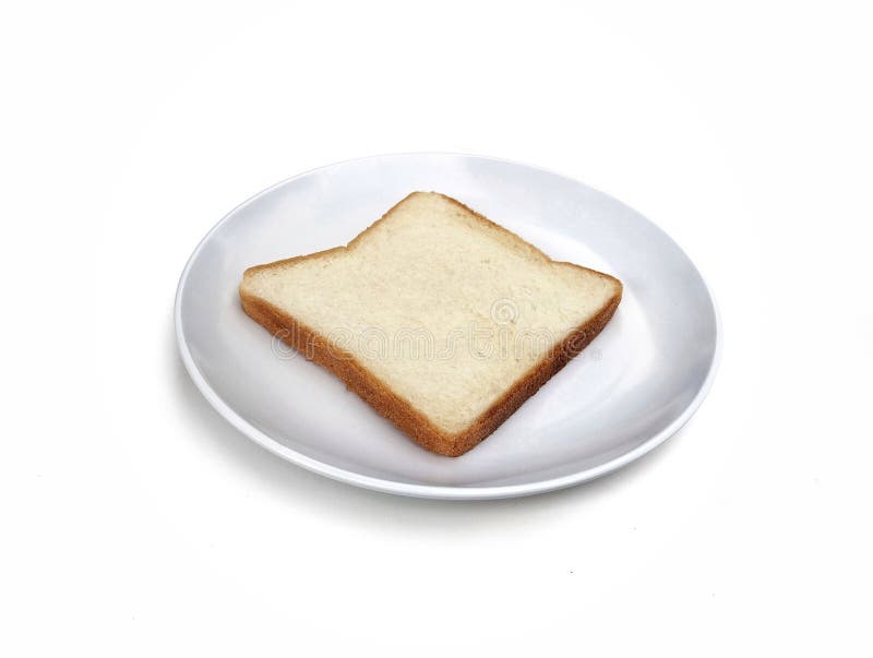 One slice bread on plate isolated on white background stock images
