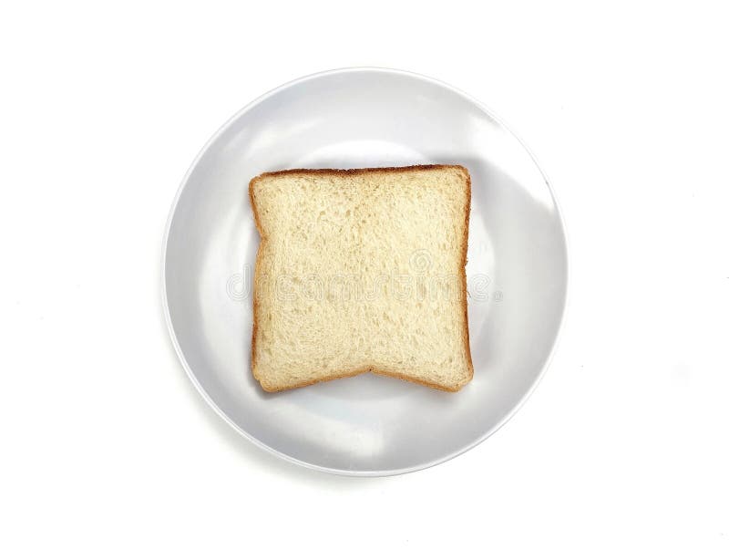One slice bread on plate isolated on white background stock photos