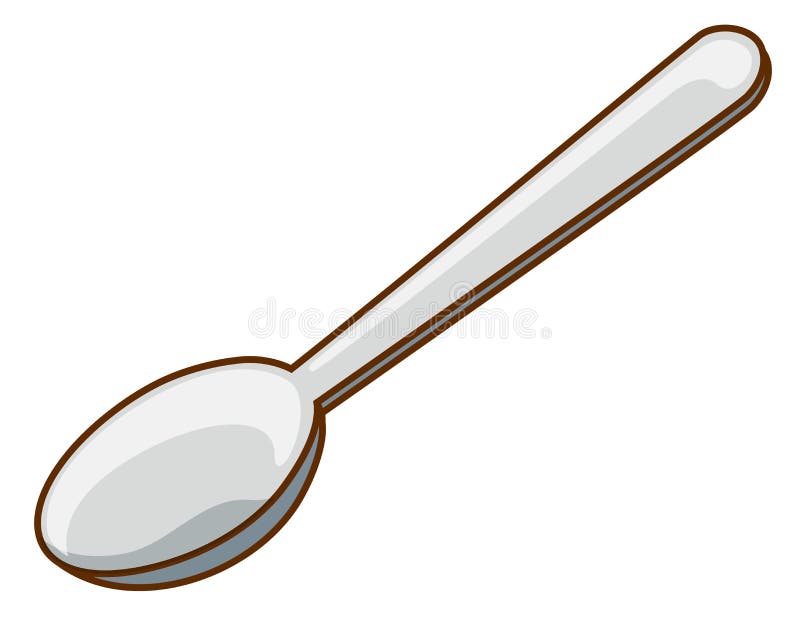 One Spoon on White Background Stock Illustration - Illustration of  background, cartoon: 163202435