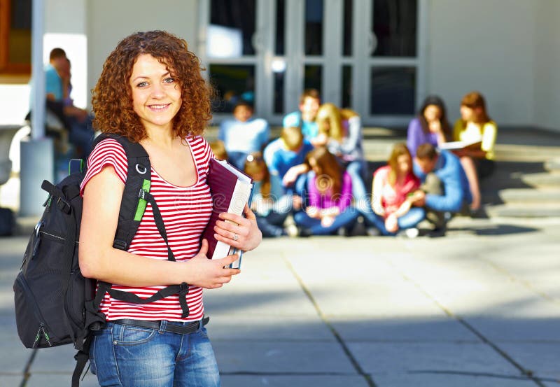 One student in front of group