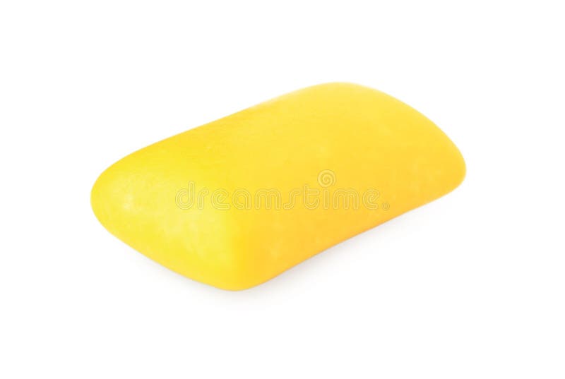 One Tasty Yellow Chewing Gum Isolated on White Stock Photo Image of