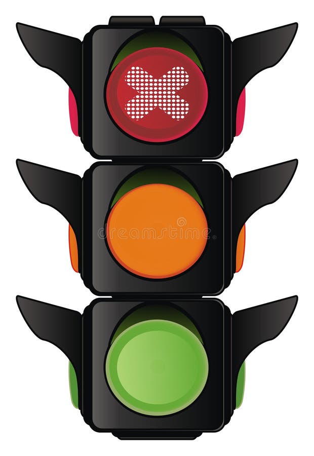 Traffic Light with Red Cross Stock Illustration Illustration of