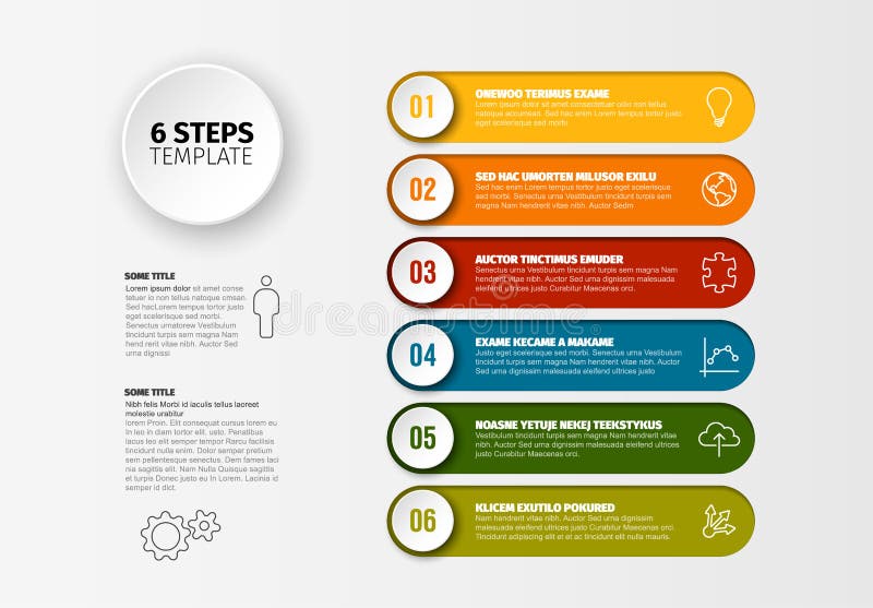 Vector progress six steps template stock illustration