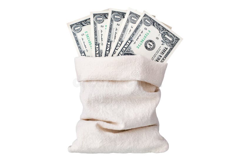 Image Of Big Bag Full Of American Dollars On The Floor Stock Photo