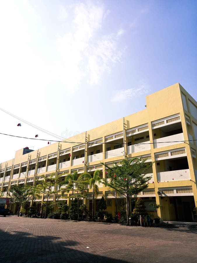 One of the Very Beautiful Junior High School Buildings with Morning