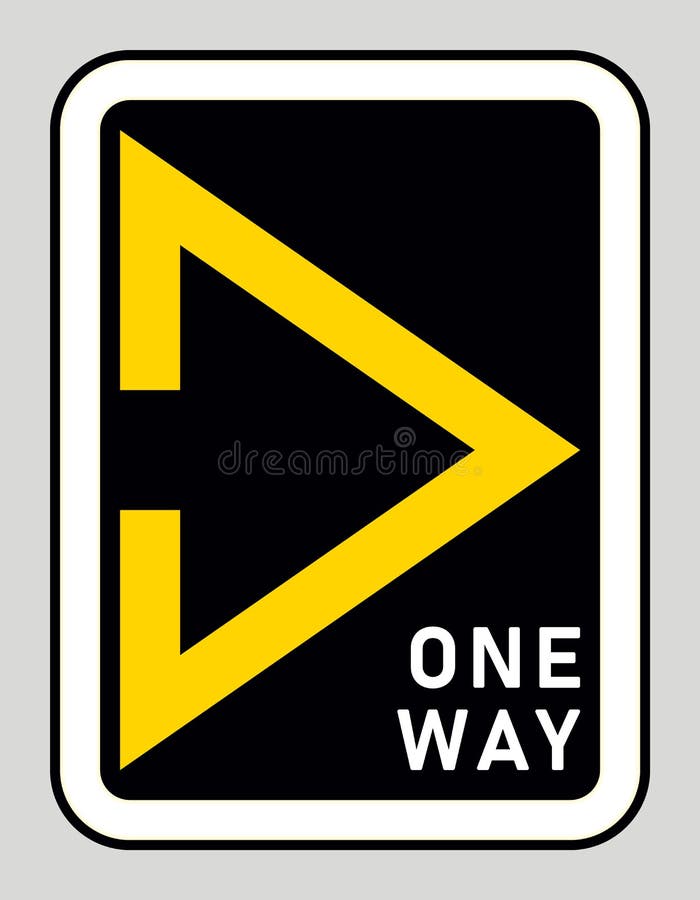 One Way Sign. Yellow Arrow on Black Direction Pointer. Vector ...