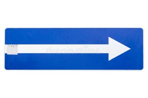 One Way Traffic Road Sign White Arrow Blue Background Stock 