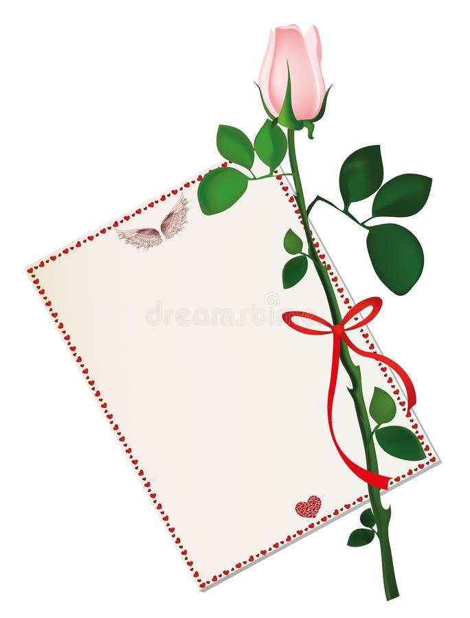 One white flower with red bow and ribbon and with empty blank