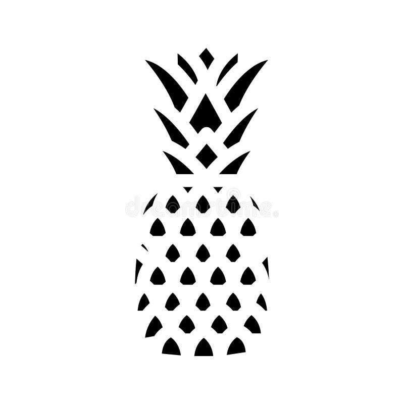 One Whole Pineapple Glyph Icon Vector Illustration Stock Illustration