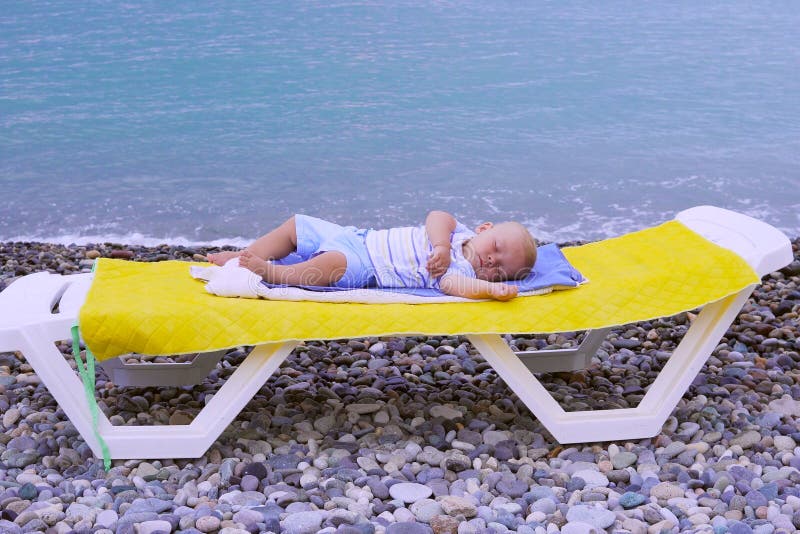 Baby Boy Sleeping At The Beach Stock Photo Image Of Skin Nine