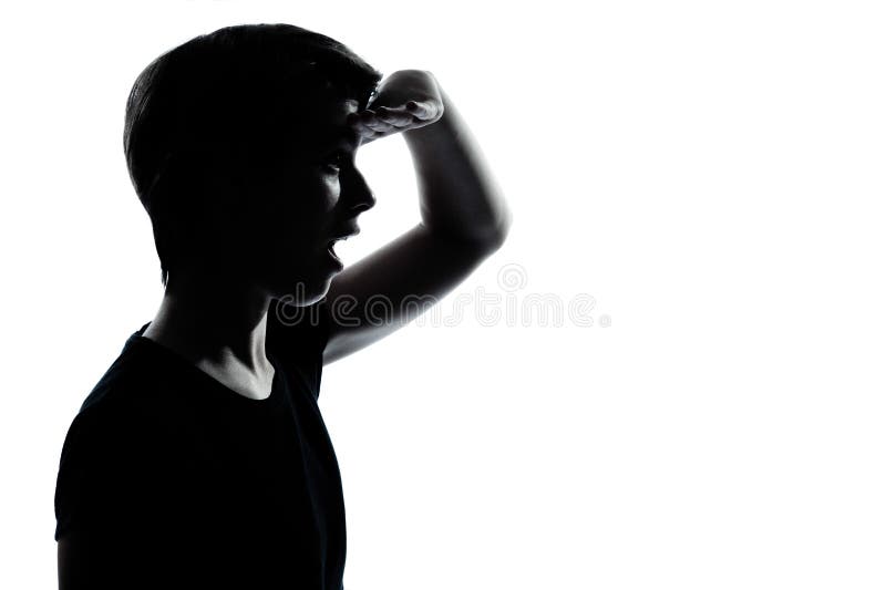 One young teenager looking foward silhouette