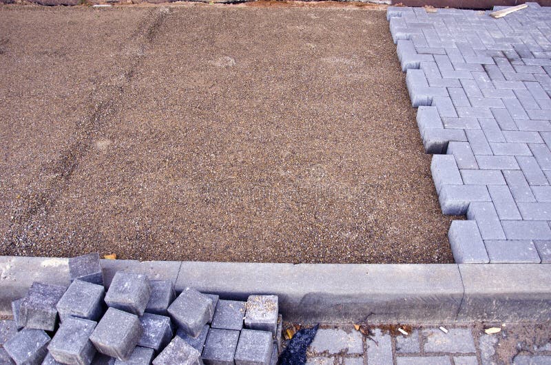 Paving work stock image. Image of outside, pavement, backyard 34951217