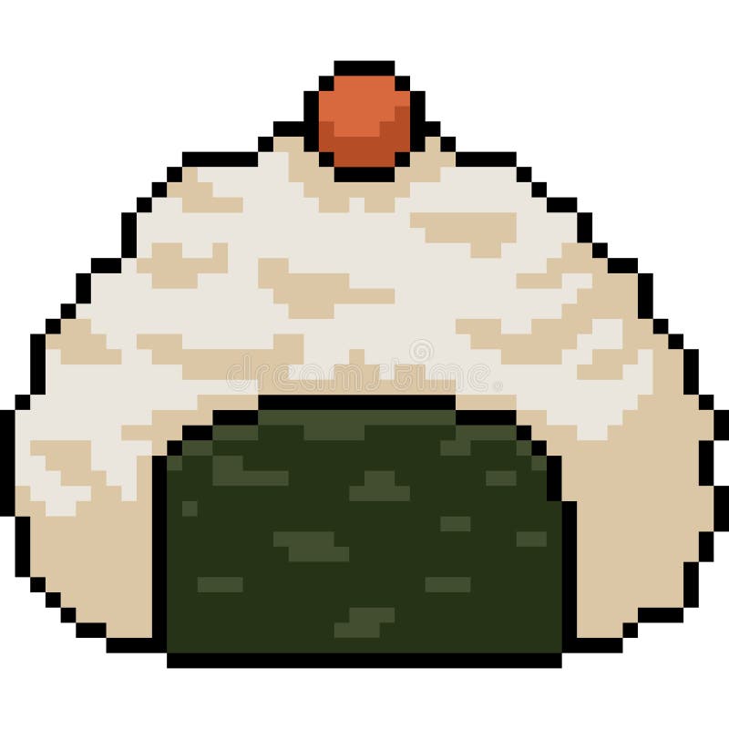 Pixel de 8 bits de comida japonesa onigiri para ativos de jogos em  ilustrações vetoriais