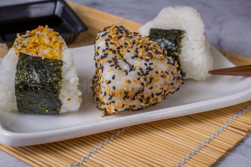 Onigiri, Japanese Food, Japanese Rice Ball, Rice Triangle with Seaweed