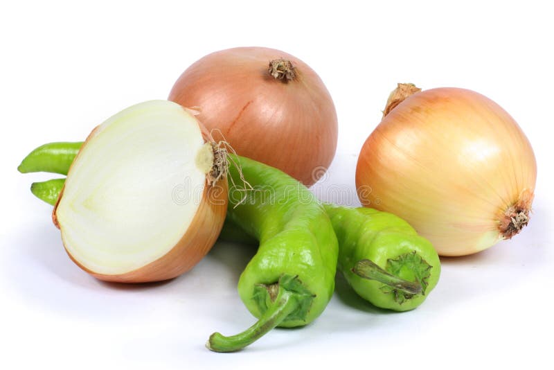 Onion, green pepper stock image. Image of aubergines 13580457