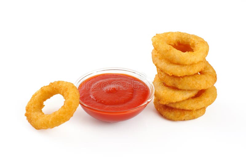 Onion Rings, Ketchup Isolated Stock Photo Image of asian, breaded