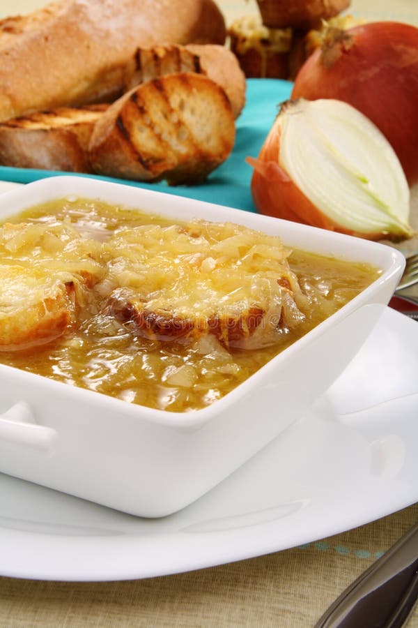 Onion Soup with Cheese Croutons. Stock Photo Image of french, cheese 25004090