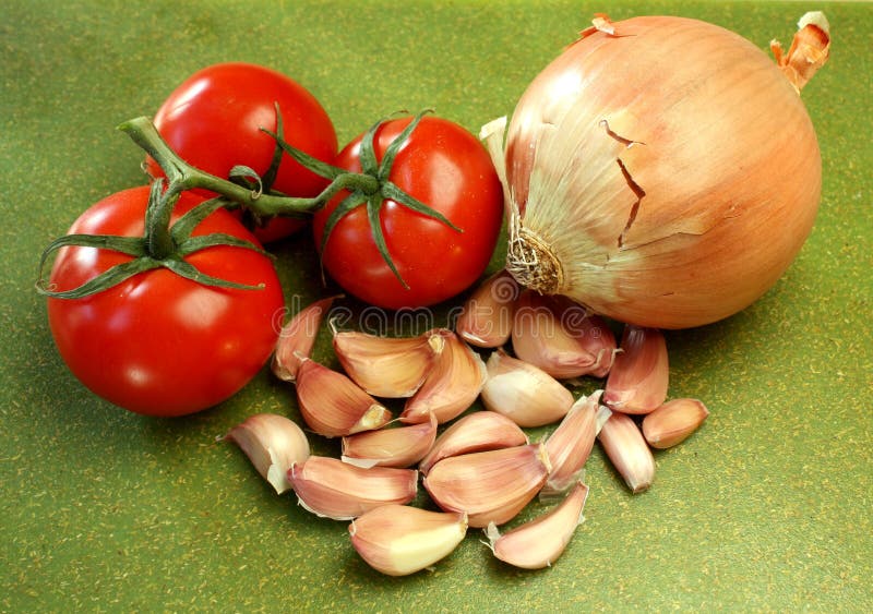 Onion, Tomatoes, and Garlic Stock Photo Image of onion, fresh 22741906