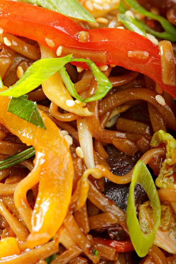 Onions and Paprika with Buckwheat Noodles Stock Photo Image of meal