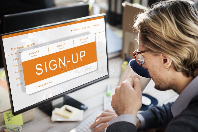 Online Application Registration Form Graphics Concept stock image
