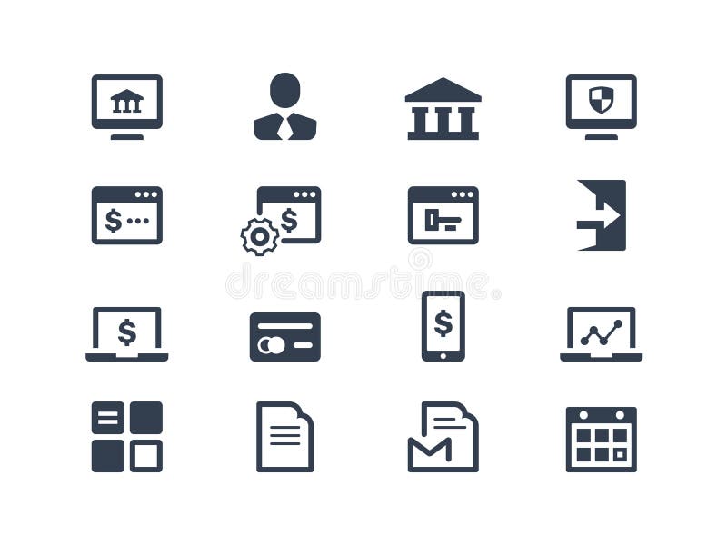 Online bankwezenpictogrammen vector illustratie Online bankwezenpictogrammen vector illustratie