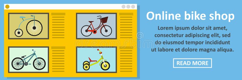 Online Bike Shop Banner Horizontal Concept Stock Vector