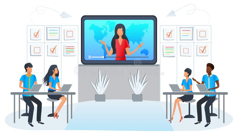 Online Training, Workshop, Presentation, Webinar. Business People at