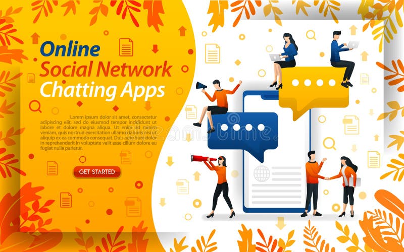 Online chat apps. social network to send messages. mobile apps for chat, concept vector ilustration. can use for, landing page, te royalty free illustration Online chat apps. social network to send messages. mobile apps for chat, concept vector ilustration. can use for, landing page, te royalty free illustration