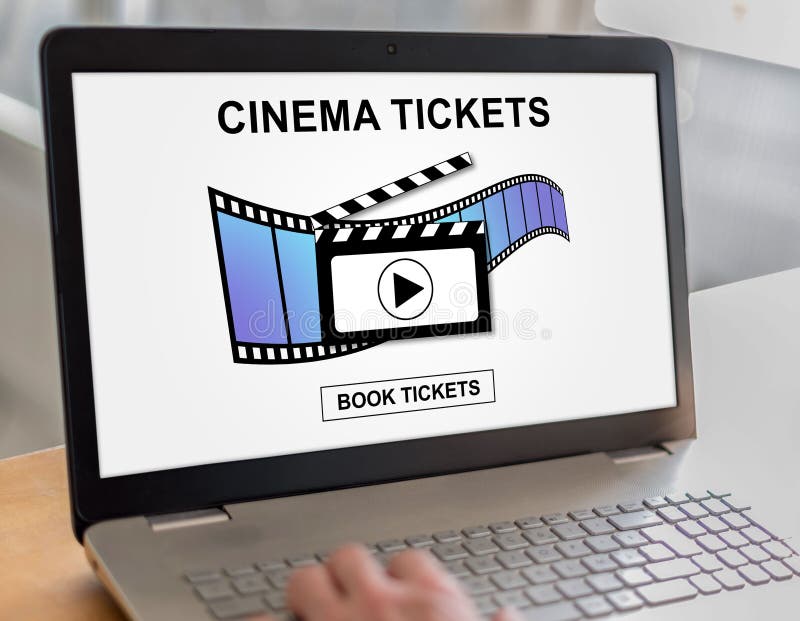 Online Cinema Tickets Booking Concept On Different Devices Stock Photo