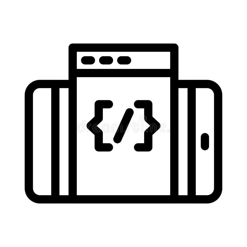 Online coding thin line vector icon stock illustration