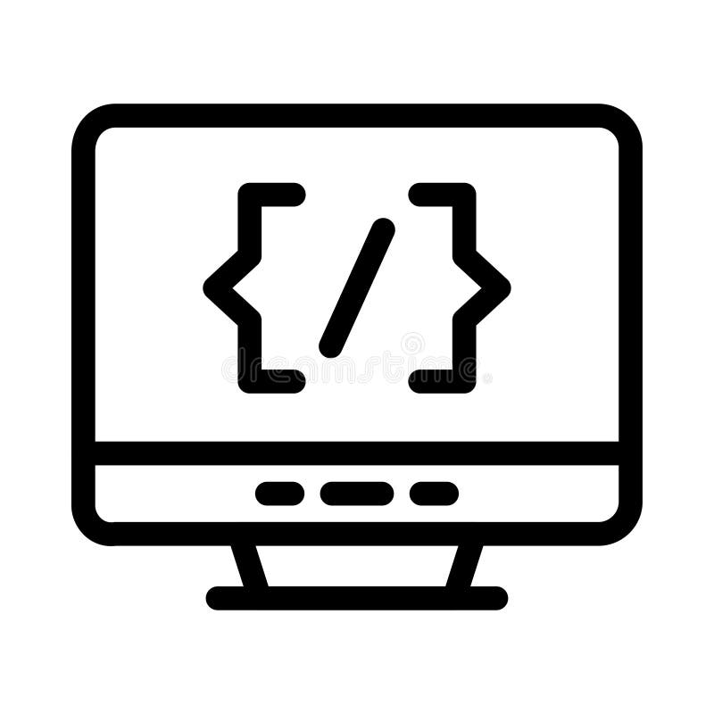 Online coding thin line vector icon royalty free illustration