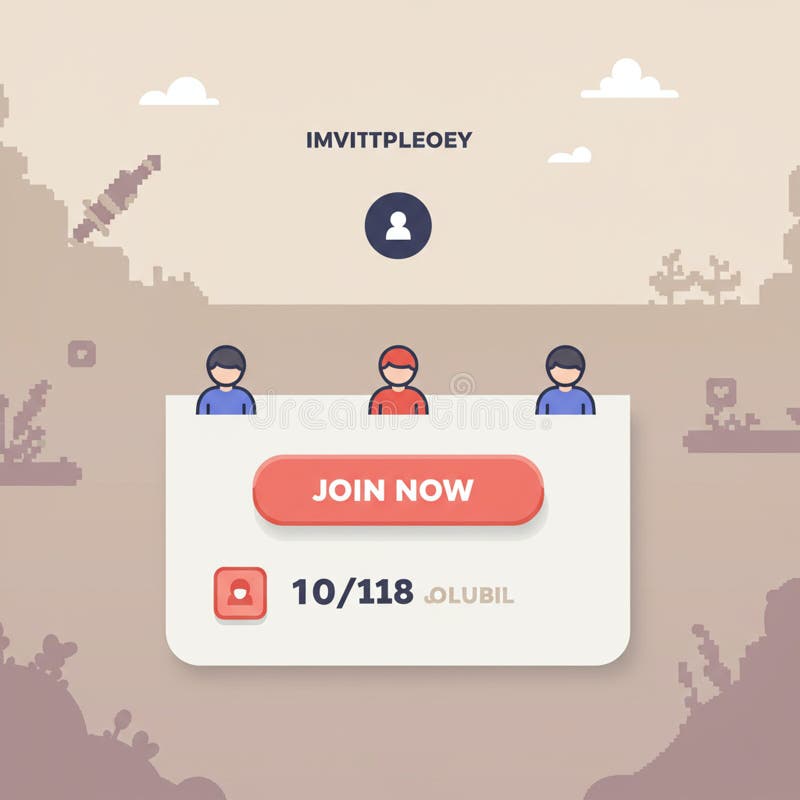 Online Community Invitation with Join Button and Member Count stock illustration