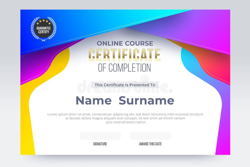 Online course Certificate of completion template. vector illustration eps10 vector illustration