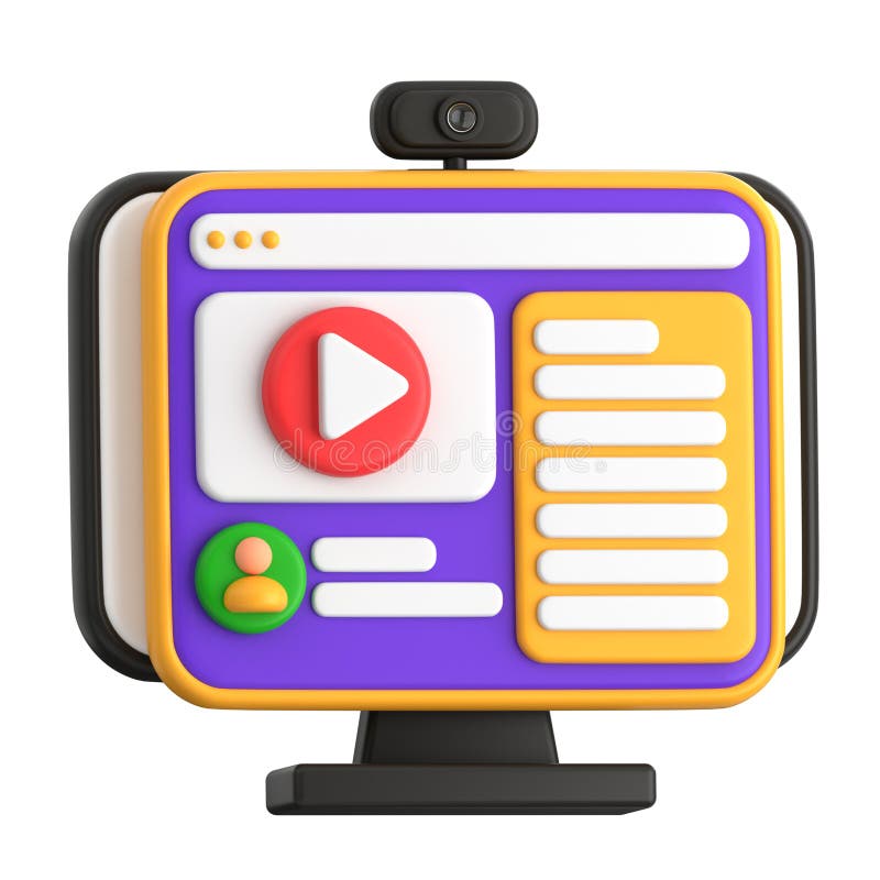 Online Course on a Computer Screen 3D illustration vector illustration