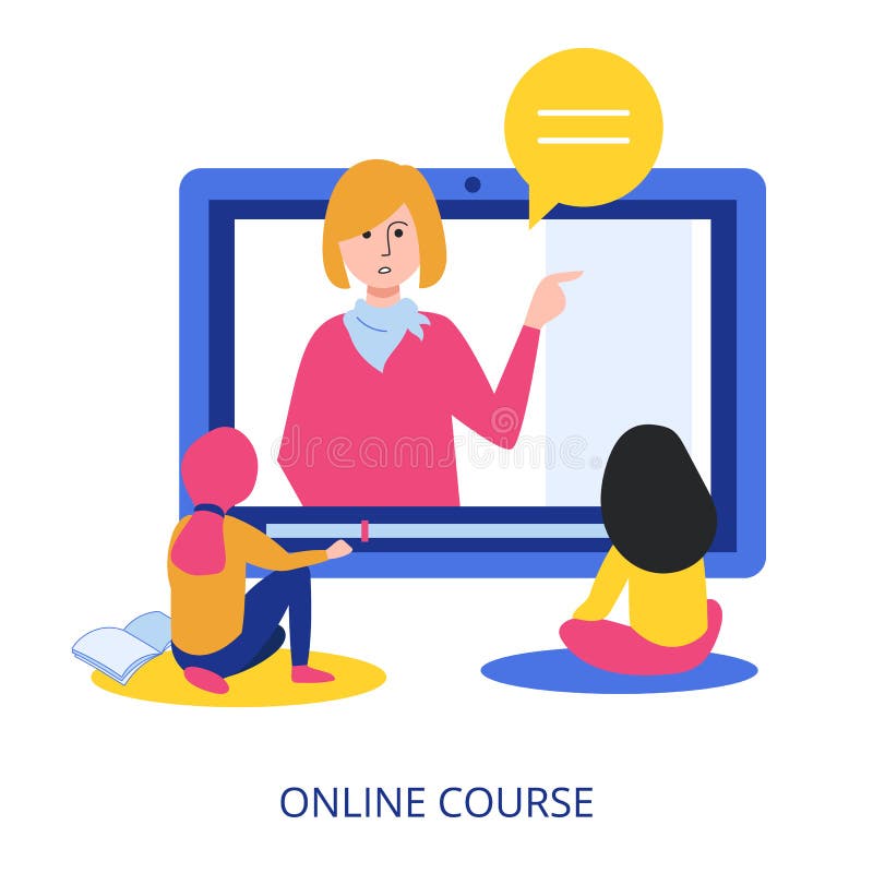 Online Course concept, flat design vector illustration royalty free illustration