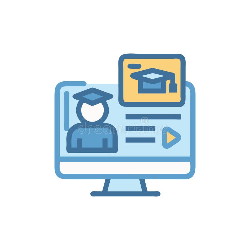 Online Course Icon for Digital Education vector illustration