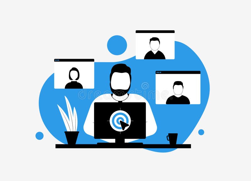 Online course marketing uses educational content to attract and engage customers. Course promotion, audience growth and stock illustration