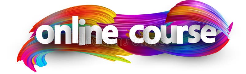 Online course sign over brush strokes background vector illustration