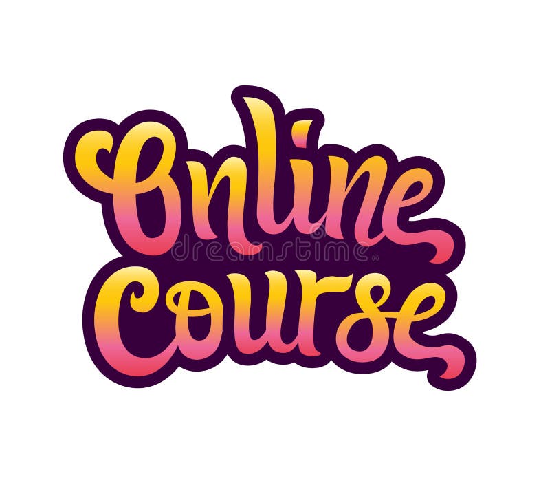 Online course vector hand written lettering royalty free illustration