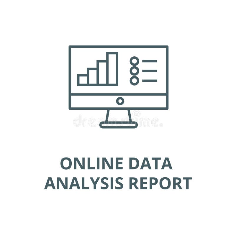 Online data analysis report vector line icon, linear concept, outline sign, symbol stock illustration Online data analysis report vector line icon, linear concept, outline sign, symbol stock illustration