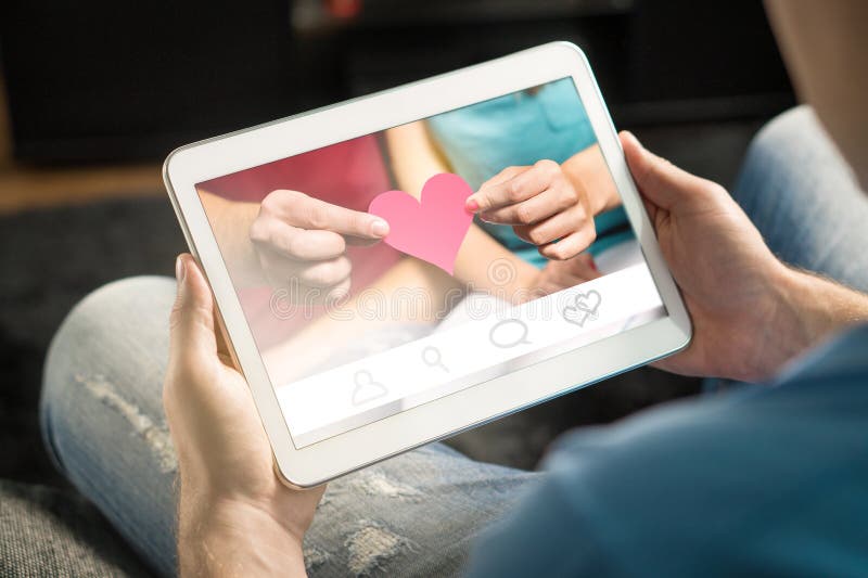 Online dating concept. Imaginary application or website. stock image