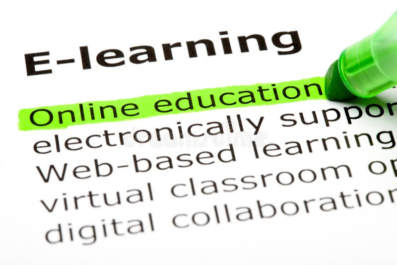 La formazione in linea è evidenziata in verde, sotto il titolo di E-learning.