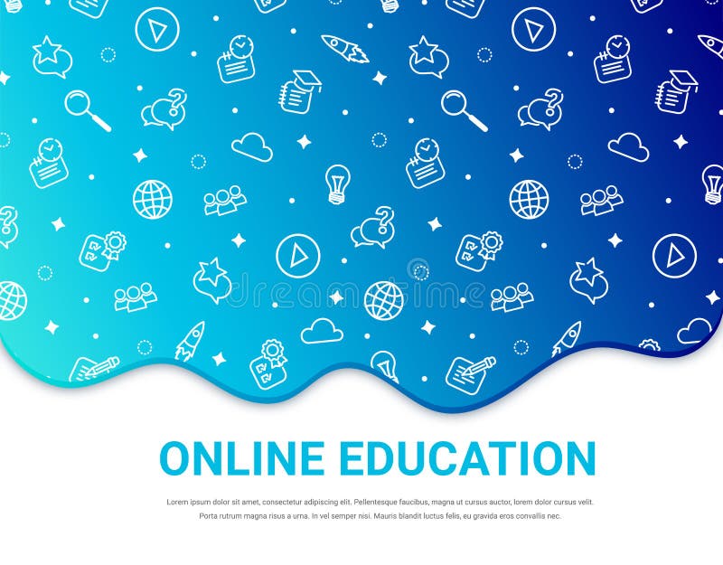 Online Education Blue Background Banner Stock Vector - Illustration of  home, media: 182117478