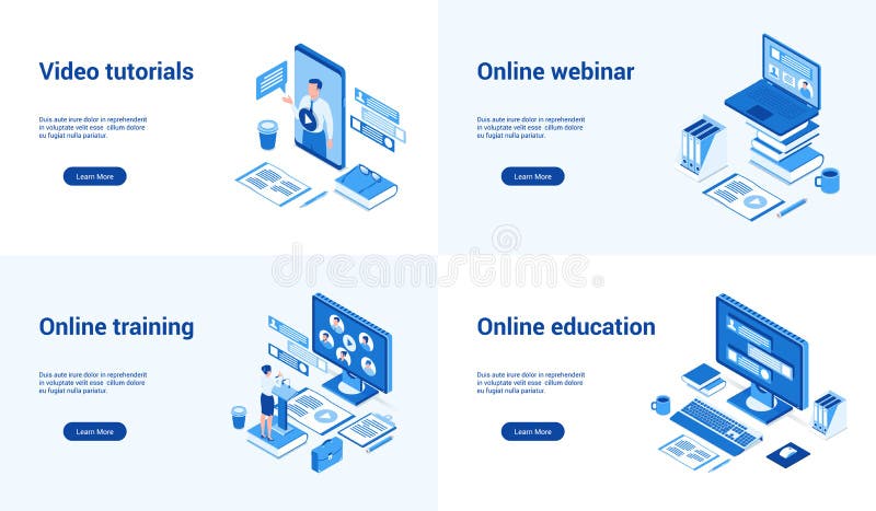 Online education 3d blue templates stock illustration Online education 3d blue templates stock illustration